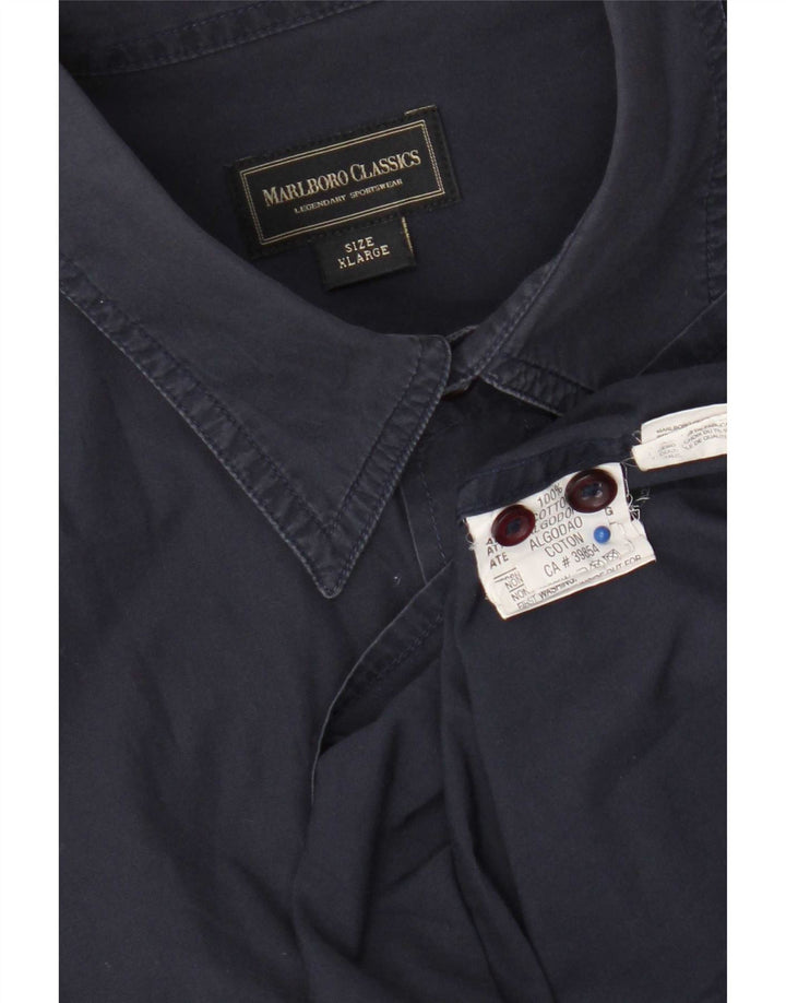 Ανδρικό στρατιωτικό πουκάμισο Marlboro Classics XL Navy Blue βαμβακερό