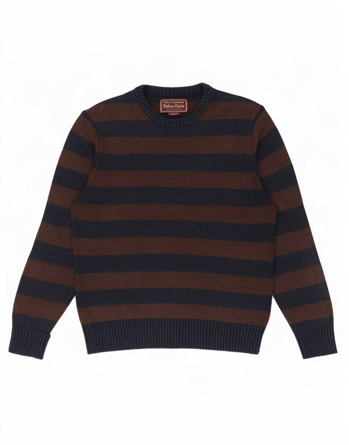 Ανδρικό πουλόβερ Marlboro Classics Crew Neck Jumper UK 14 Μεσαίο καφέ ριγέ