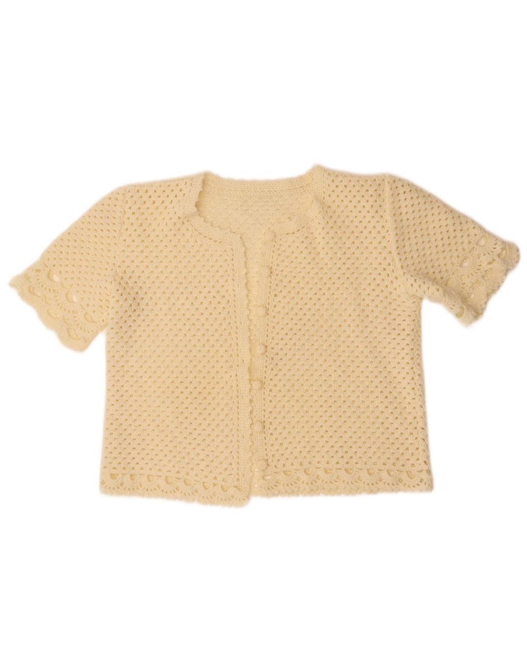 Γυναικείο πουλόβερ με κοντό μανίκι VINTAGE UK 14 Medium Off White