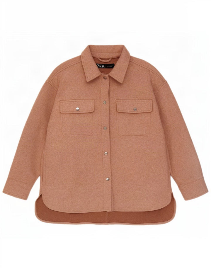 Zara Γυναικείο Shacket Oversized Jacket UK 14 Medium Pink Polyester