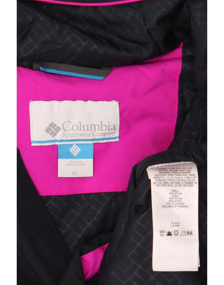 Columbia Γυναικείο γραφικό μπουφάν βροχής UK 18 XL Black Colourblock