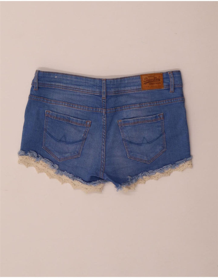 Γυναικείο τζιν σορτς SUPERDRY W26 Μικρό μπλε βαμβακερό