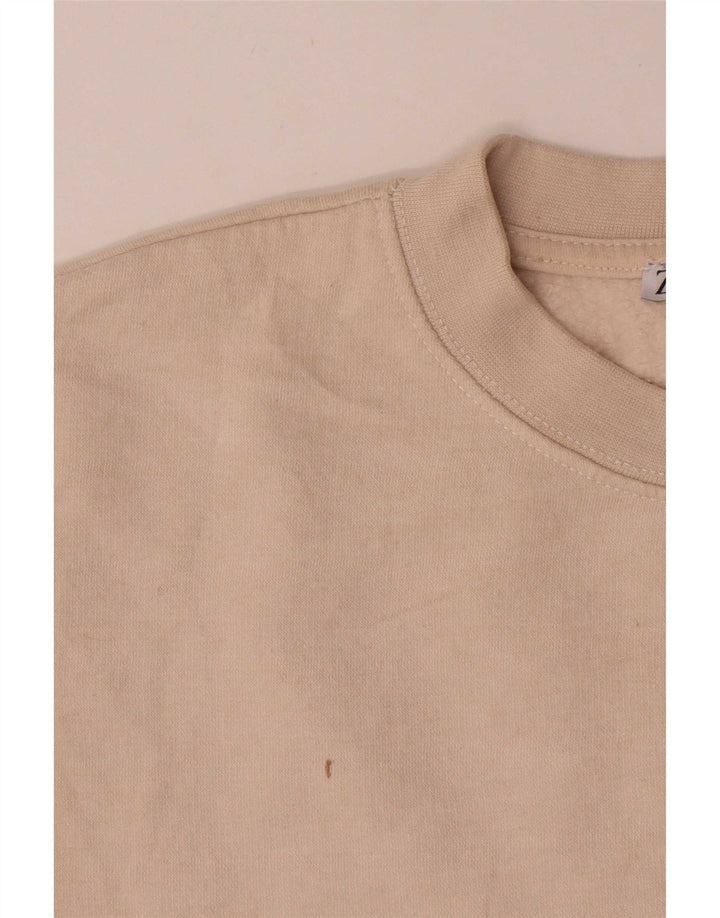 Zara Γυναικεία φούτερ Crop Jumper UK 14 Medium Off White Βαμβακερό