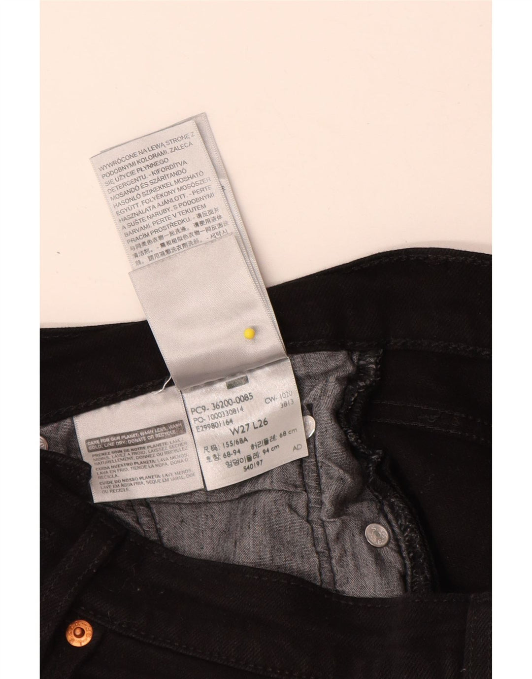 Levi's Womens 501 Straight Jeans W27 L26 Μαύρο βαμβακερό