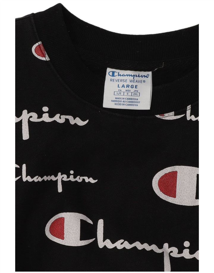Ανδρικό γραφικό φούτερ Champion Jumper μεγάλο μαύρο βαμβακερό