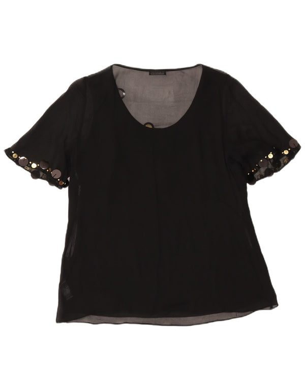 Marks & Spencer Γυναικεία κοντομάνικη μπλούζα τοπ UK 14 Large Black