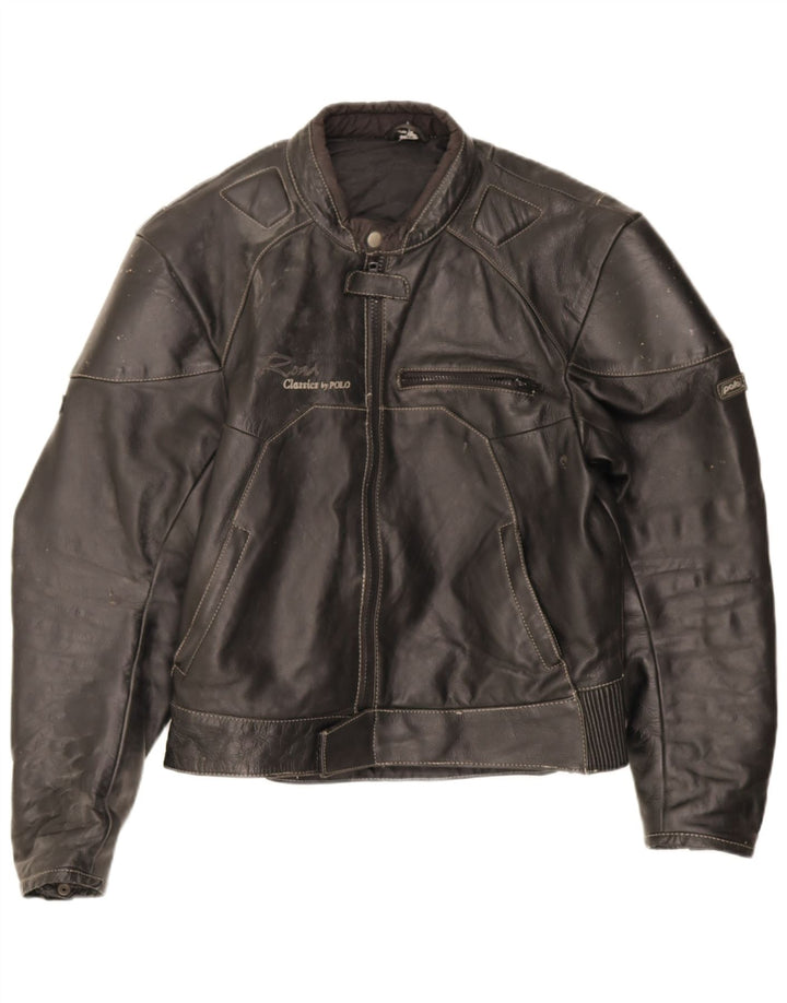 POLO Γυναικείο Δερμάτινο Σακάκι Racer UK 14 Μεσαίο μαύρο δέρμα