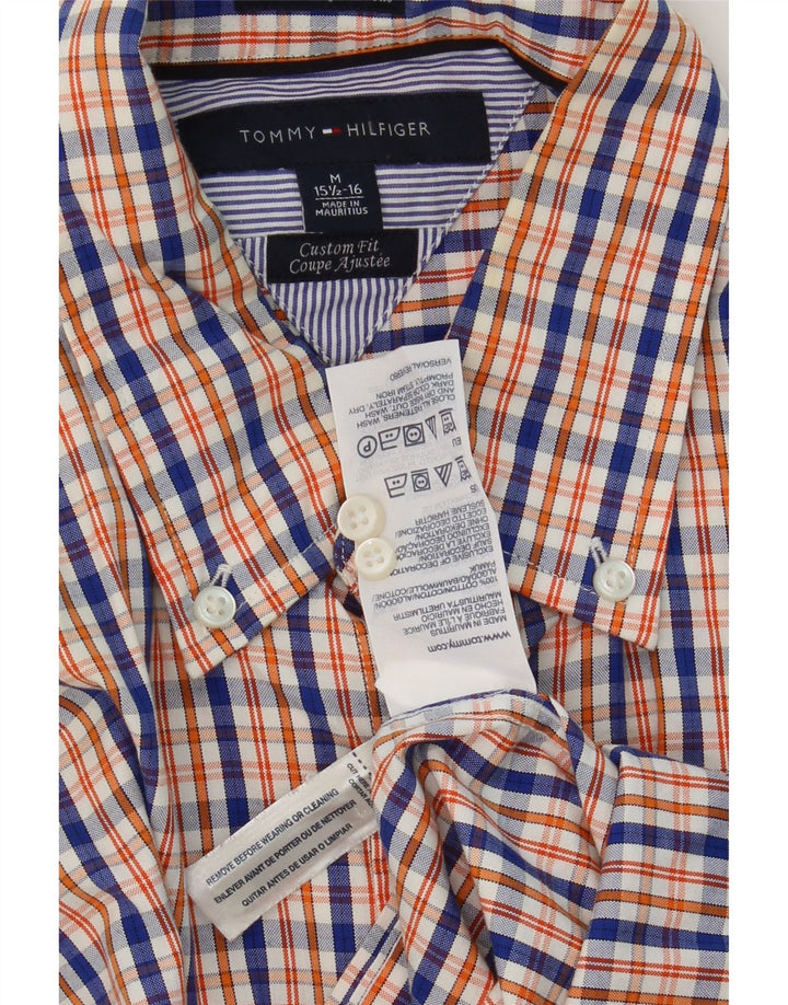 TOMMY HILFIGER Mens Custom Fit Shirt Size 15 1/2 Medium Orange Check Vintage Tommy Hilfiger and Second-Hand Tommy Hilfiger from Messina Hembry 