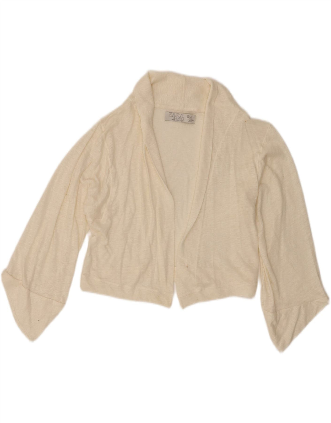 Zara Γυναικείο Crop ανοιχτό πουλόβερ ζακέτα UK 12 Medium Off White