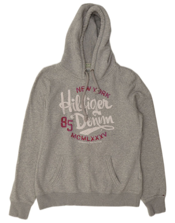 Tommy Hilfiger Womens Graphic Hoodie Jumper UK 18 XL Grey Cotton