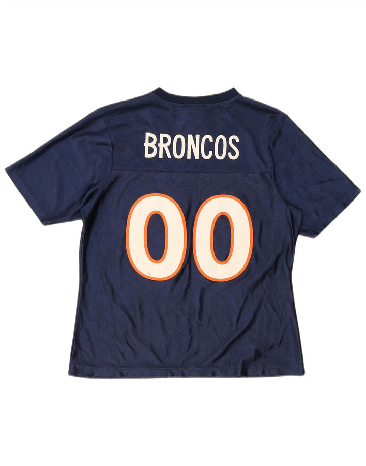 Γυναικείο μπλουζάκι NFL Broncos γραφικό κορυφαίο UK 10 Small Navy Blue Polyester