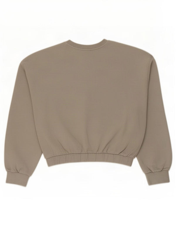 Zara Γυναικεία φούτερ Crop Jumper UK 16 Large Grey Cotton