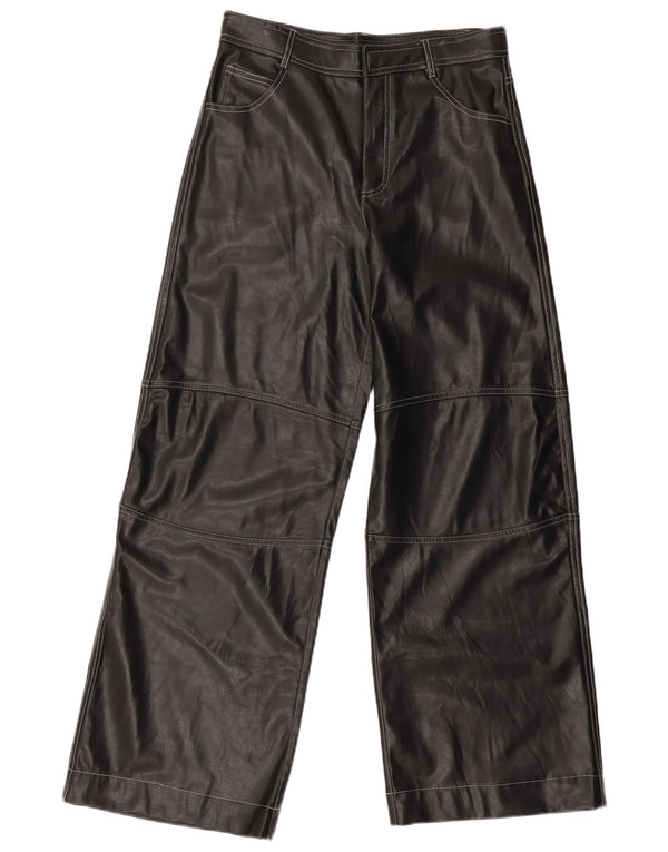 Γυναικείο φαρδύ δερμάτινο παντελόνι Zara Medium W30 L31 Μαύρο