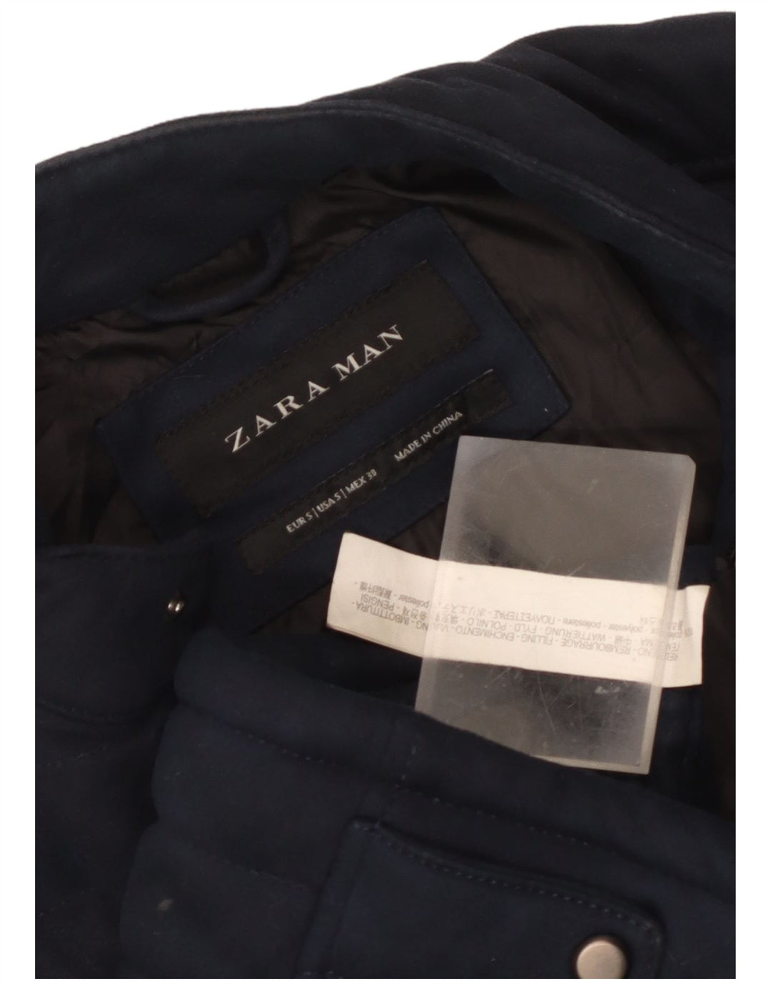 Zara Ανδρικό μπουφάν με επένδυση UK 36 Small Navy Blue Polyester