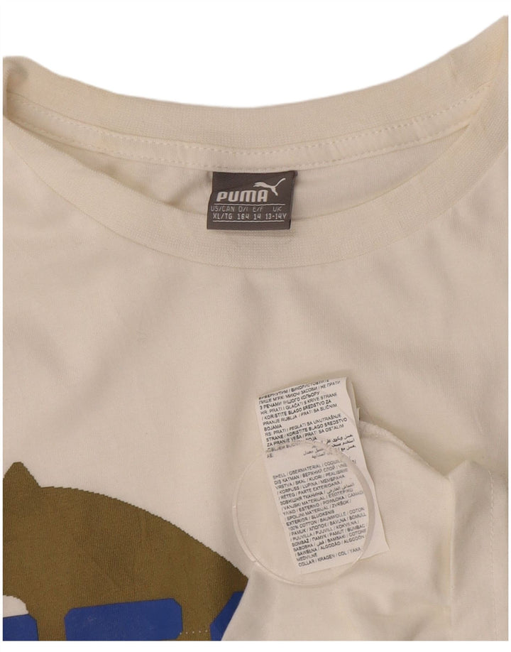 Γραφικό T-Shirt PUMA Boys Top 13-14 ετών Λευκό βαμβακερό