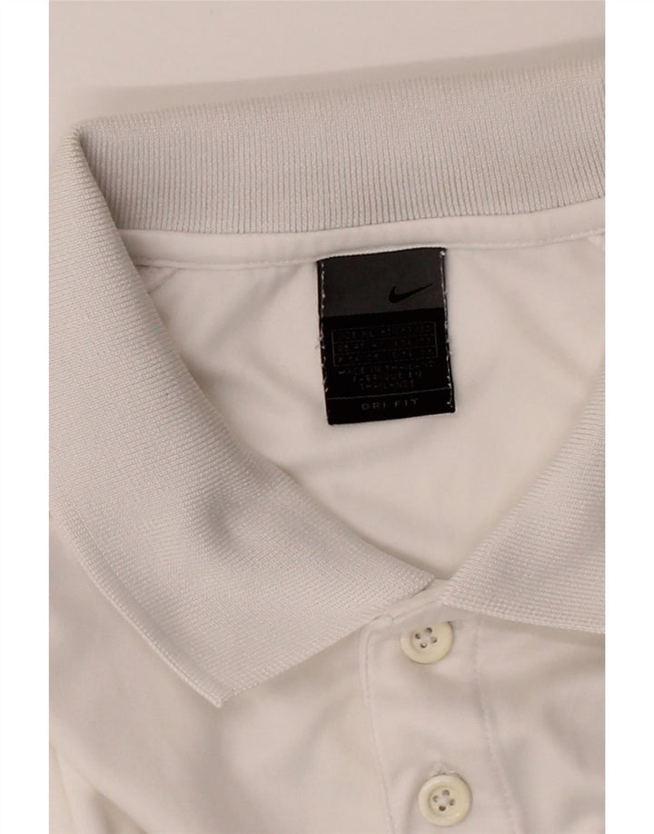 NIKE Mens Dri Fit Polo Shirt XL White Polyester Vintage Nike and Second-Hand Nike from Messina Hembry 
