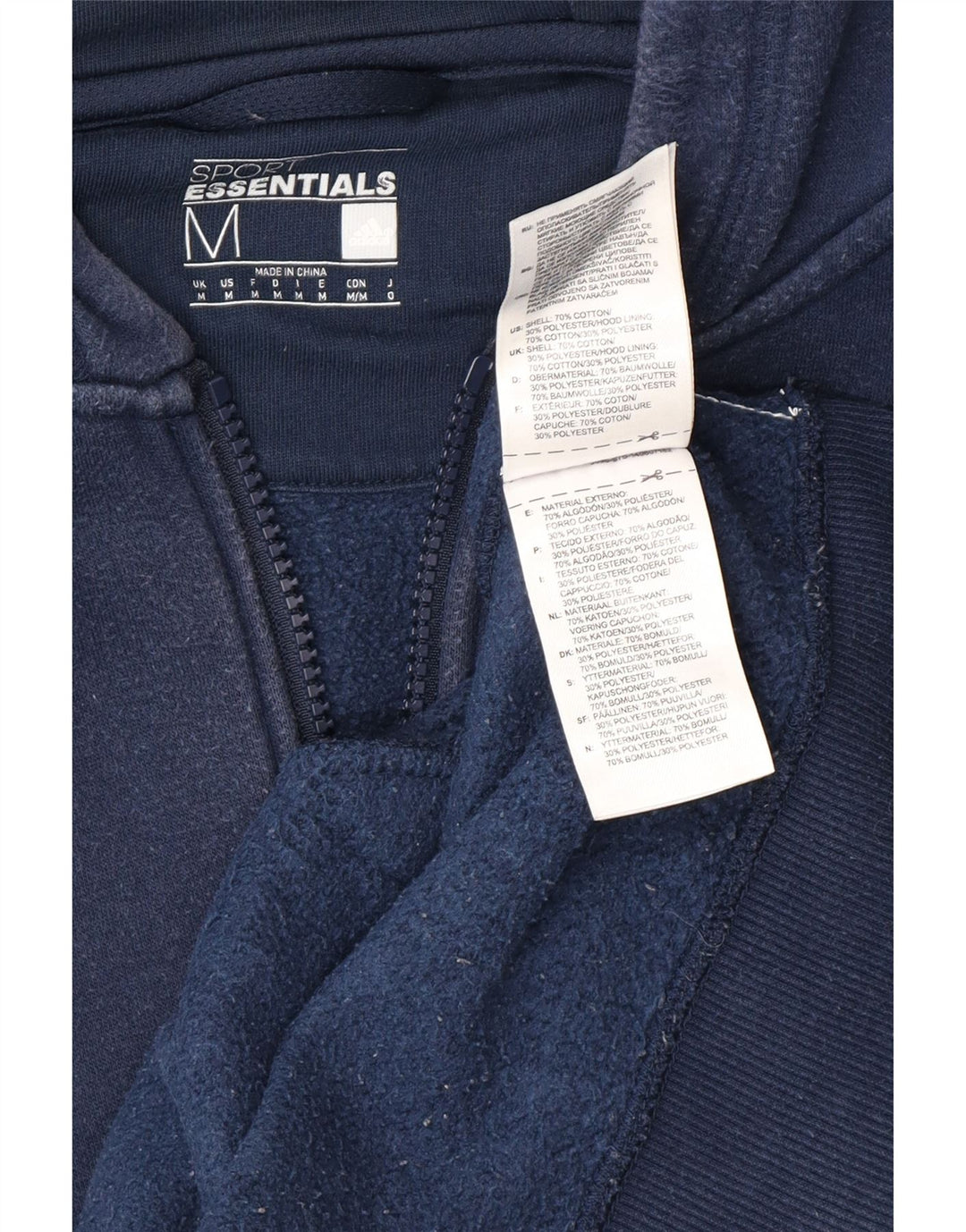 Ανδρικό πουλόβερ με κουκούλα με φερμουάρ ADIDAS μεσαίο μπλε βαμβακερό