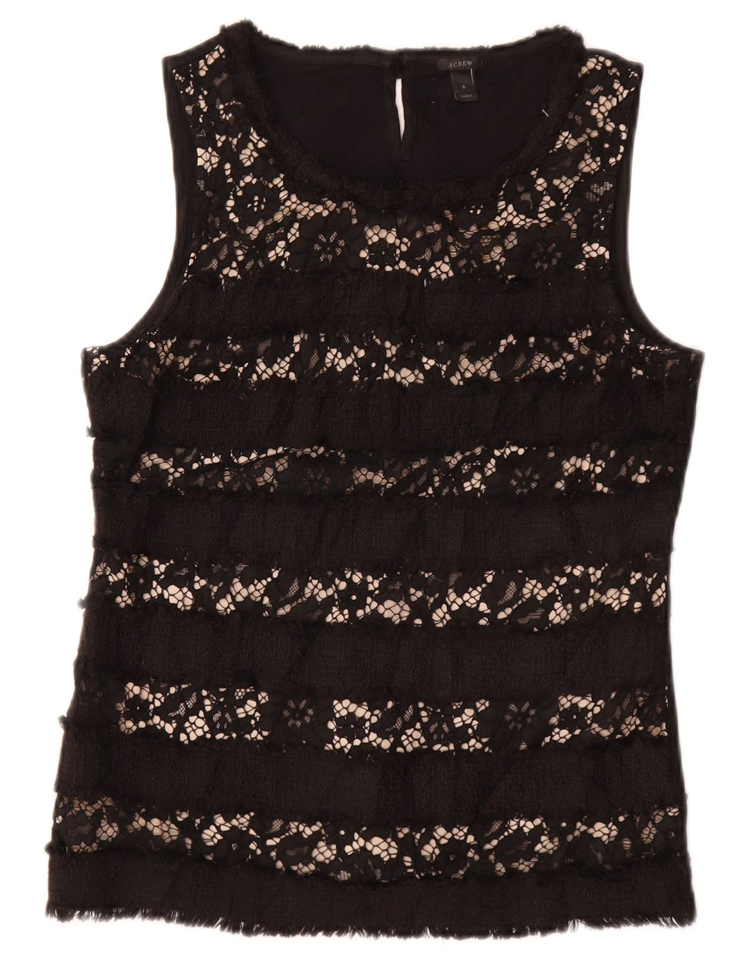 J. CREW Γυναικεία αμάνικη μπλούζα τοπ UK 10 Small Black Floral Viscose