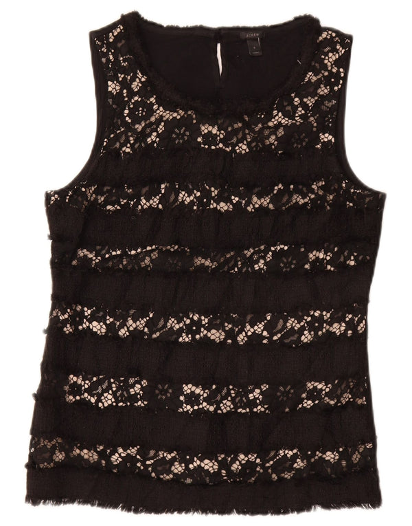 J. CREW Γυναικεία αμάνικη μπλούζα τοπ UK 10 Small Black Floral Viscose