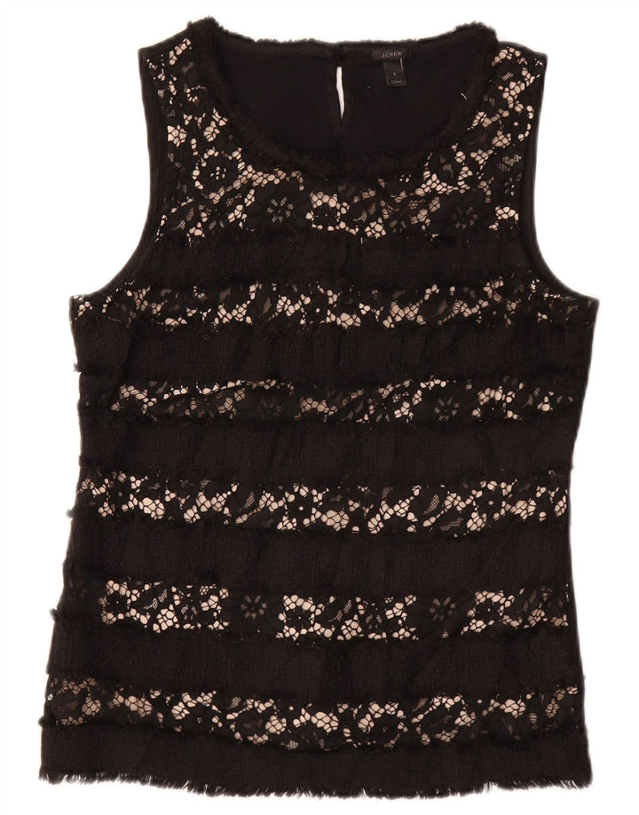 J. CREW Γυναικεία αμάνικη μπλούζα τοπ UK 10 Small Black Floral Viscose