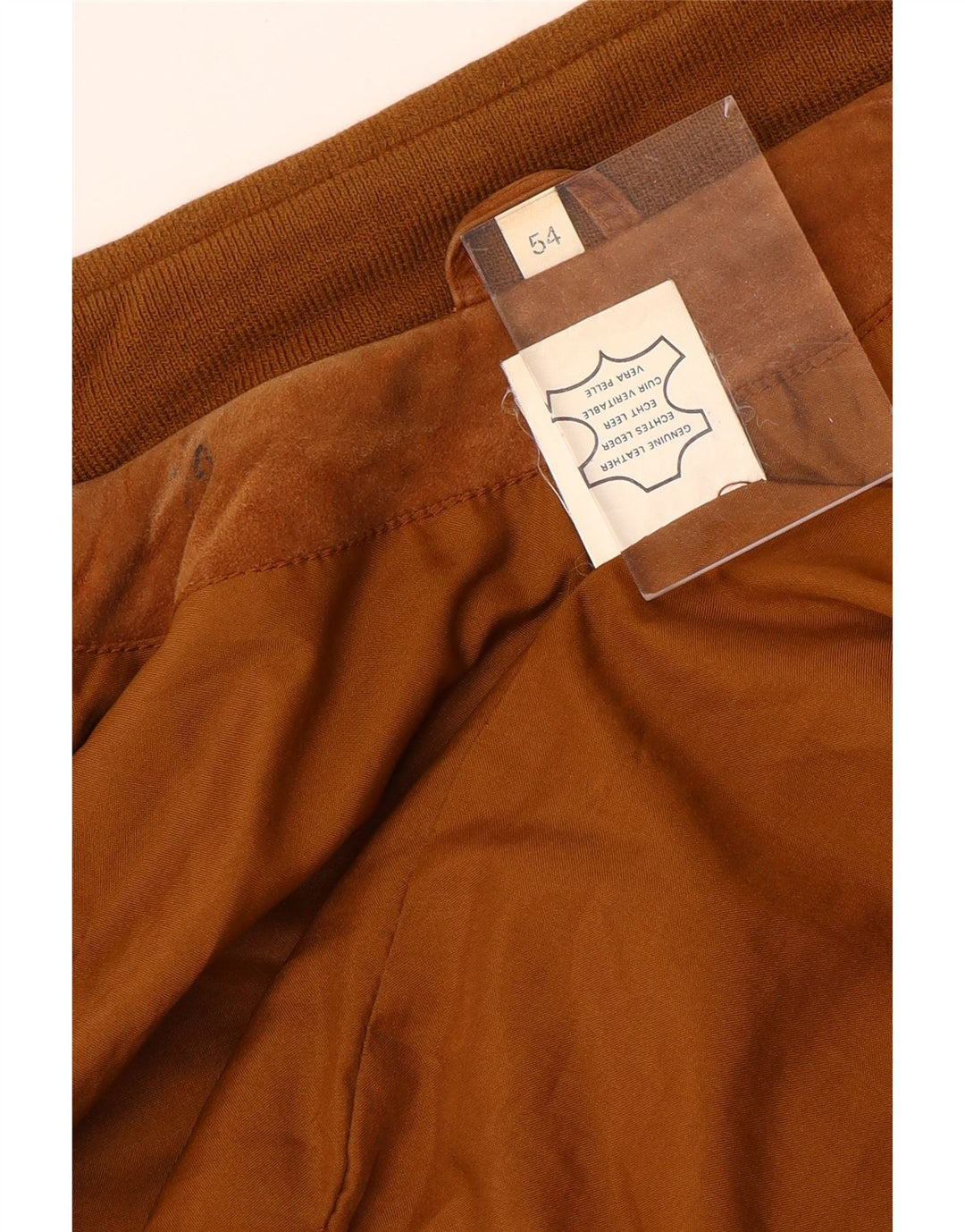 VINTAGE Ανδρικό Suede Bomber Jacket IT 54 2XL Beige Leather