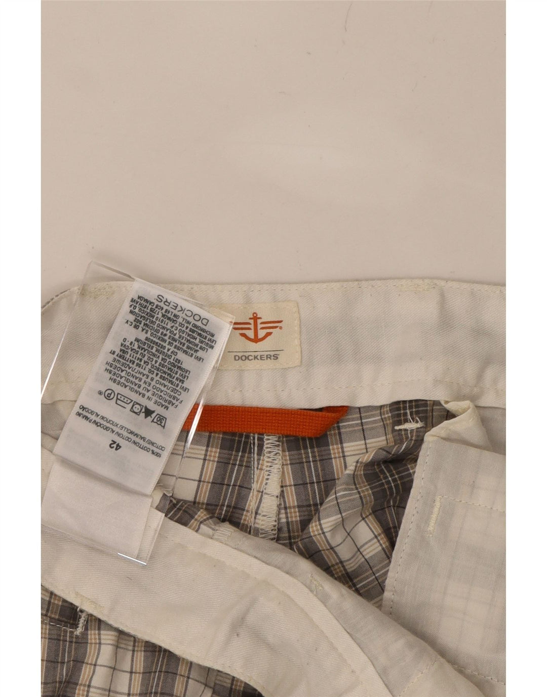 DOCKERS Mens Chino Shorts W42 2XL Grey Check Cotton Vintage Dockers and Second-Hand Dockers from Messina Hembry 