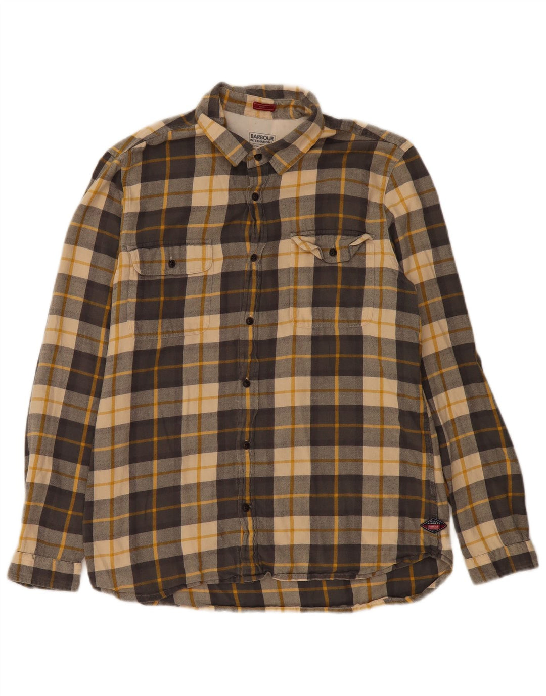 BARBOUR Ανδρικό πουκάμισο Steve McQueen Slim Fit flannel μεγάλο γκρι βαμβακερό