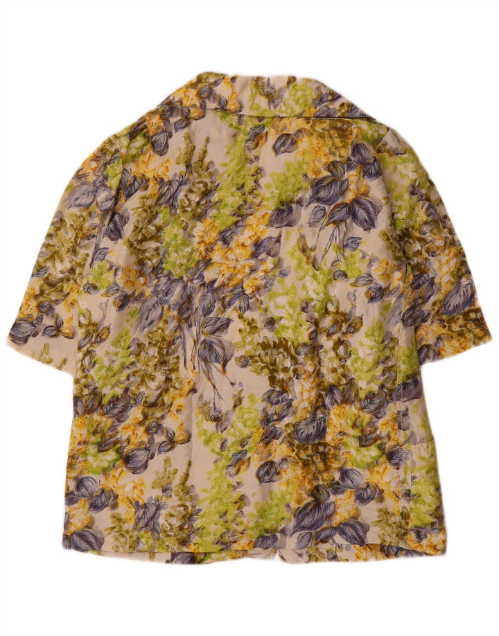 VINTAGE Γυναικείο Μπλέιζερ Μπουφάν UK 16 Μεγάλο Πολύχρωμο Φλοράλ