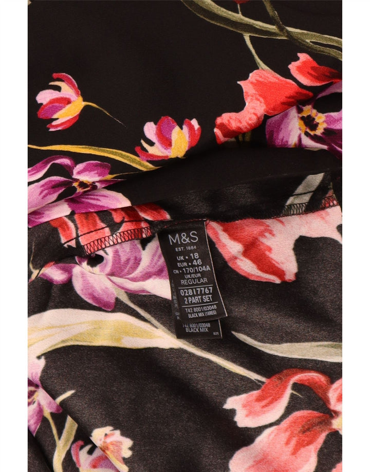 MARKS & SPENCER Γυναικείο μακρυμάνικο φόρεμα Shift UK 18 XL μαύρο φλοράλ