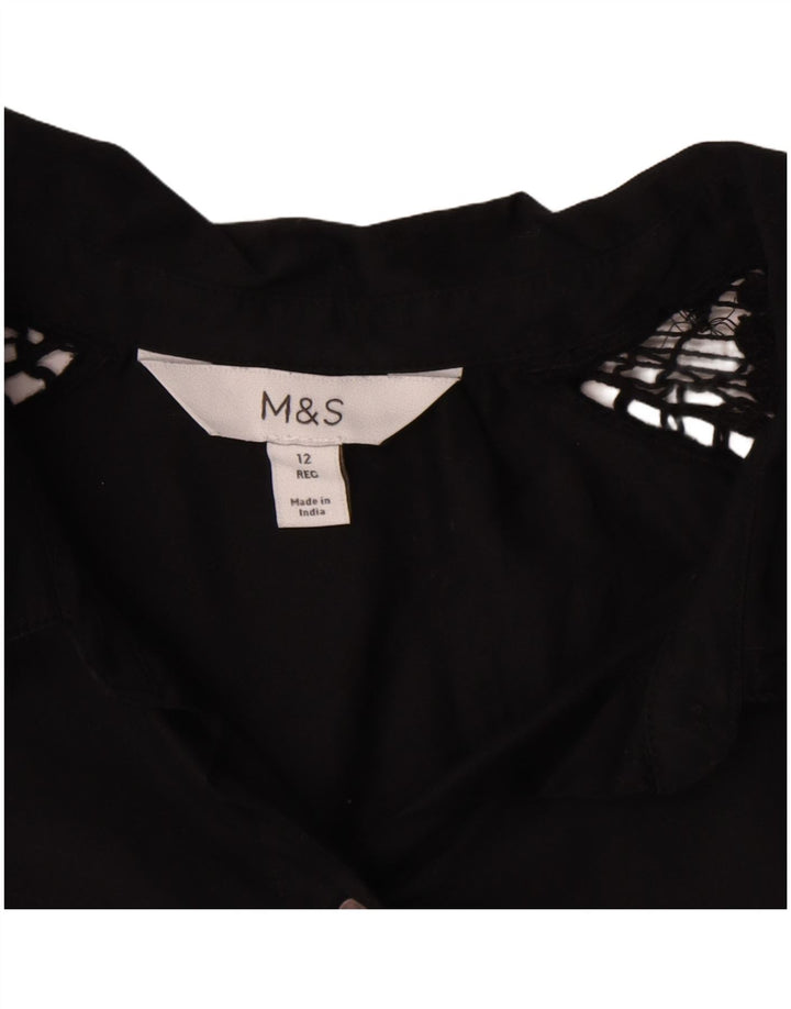 Marks & Spencer Γυναικεία Μπλούζα Μπλούζα UK 12 Μεσαία Μαύρη Βαμβακερή