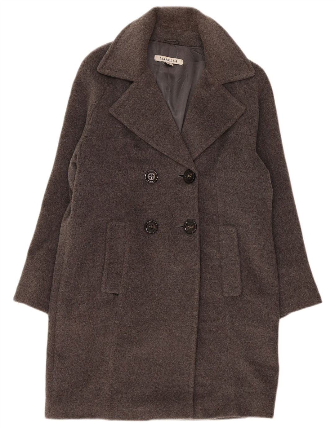 Γυναικείο παλτό Marella με διπλό στήθος UK 14 Large Grey Wool