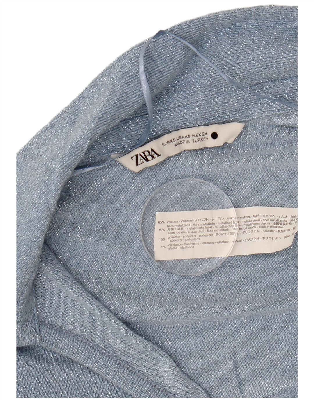 Γυναικεία μακρυμάνικη μπλούζα ZARA τοπ UK 6 XS μπλε βισκόζη