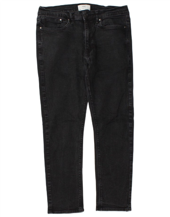 Marks & Spencer Ανδρικό Slim Jeans W32 L26 Μαύρο βαμβακερό