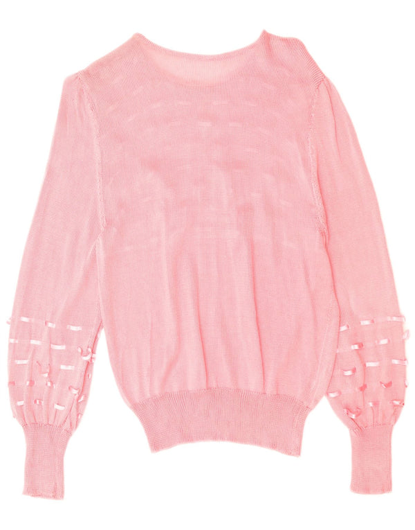 VINTAGE Γυναικείο πουλόβερ με λαιμόκαυστο UK 12 Medium Pink
