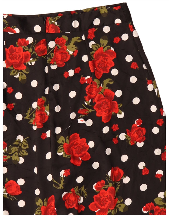 Zara Γυναικεία ασύμμετρη φούστα A-Line Medium W30 Black Floral Polyester