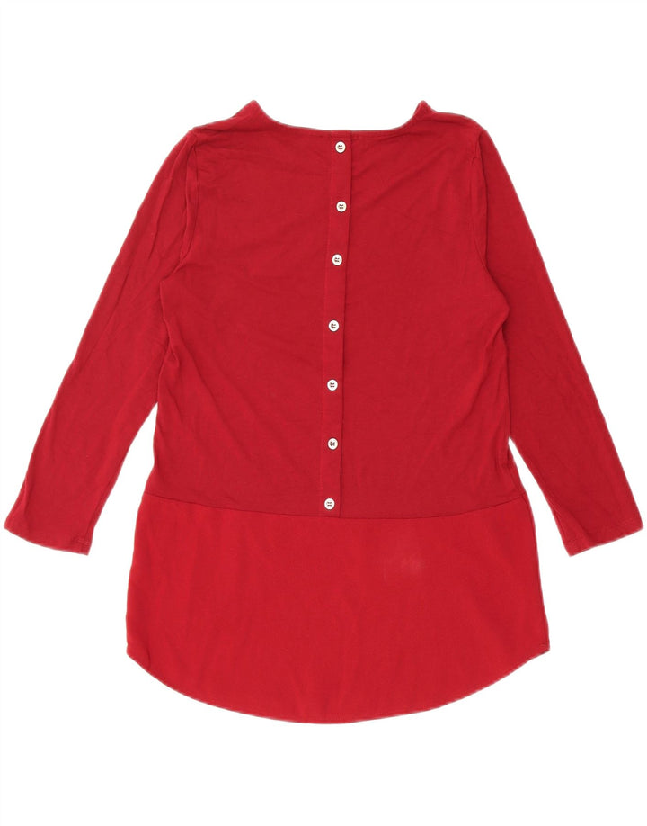 WAREHOUSE Γυναικεία μπλούζα με 3/4 μανίκια τοπ UK 8 Μικρή βισκόζη μπορντό