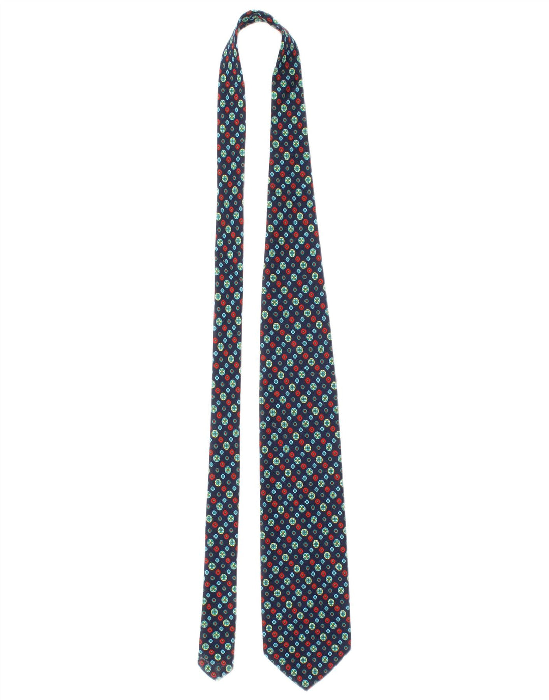 Ανδρική γραβάτα Salvatore Ferragamo One Size Navy Blue Geometric Silk Classic