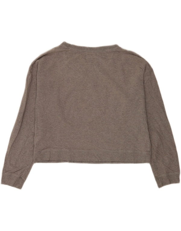 Jack Wills Γυναικεία γραφική μπλούζα Crop Jumper UK 12 Medium Grey Cotton