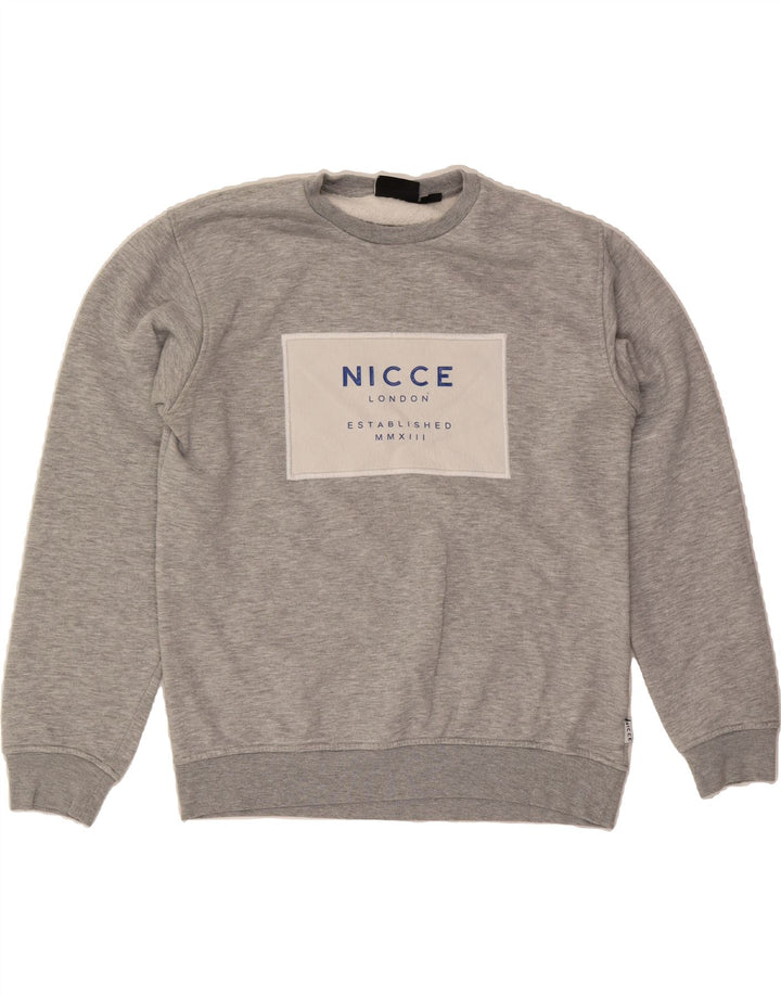 NICCE Mens Graphic Sweatshirt Jumper Medium Grey Cotton Vintage Nicce and Second-Hand Nicce from Messina Hembry 