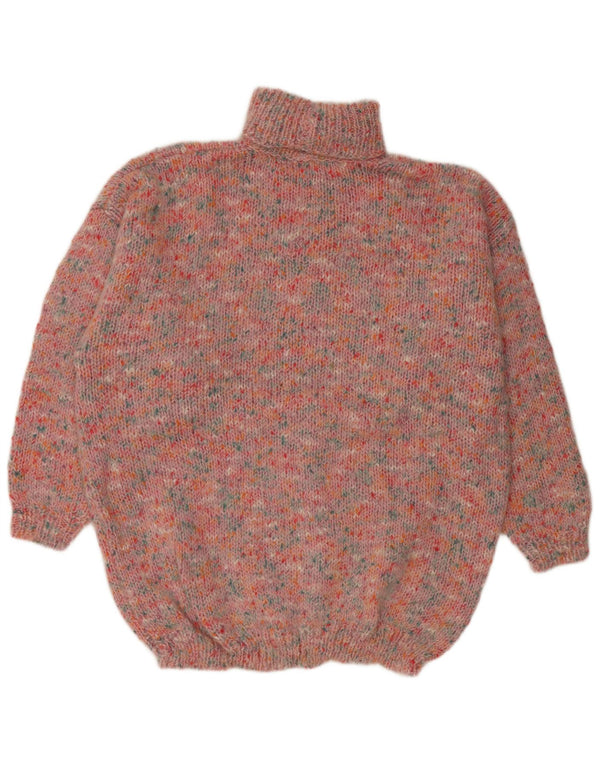 VINTAGE Γυναικείο πουλόβερ με ρολό λαιμόκοψη UK 20 2XL Pink Flecked