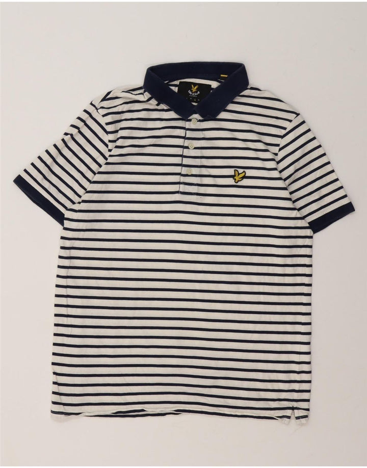 Lyle & Scott Ανδρικό πουκάμισο πόλο μεγάλο λευκό βαμβακερό ριγέ