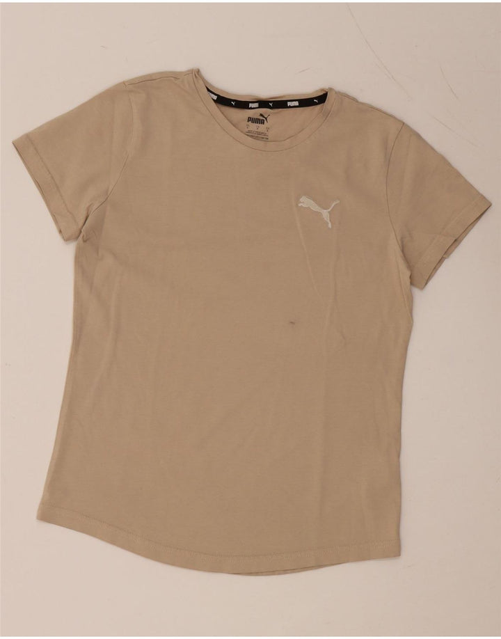 PUMA Γυναικείο T-Shirt Top UK 10 Small Beige βαμβακερό