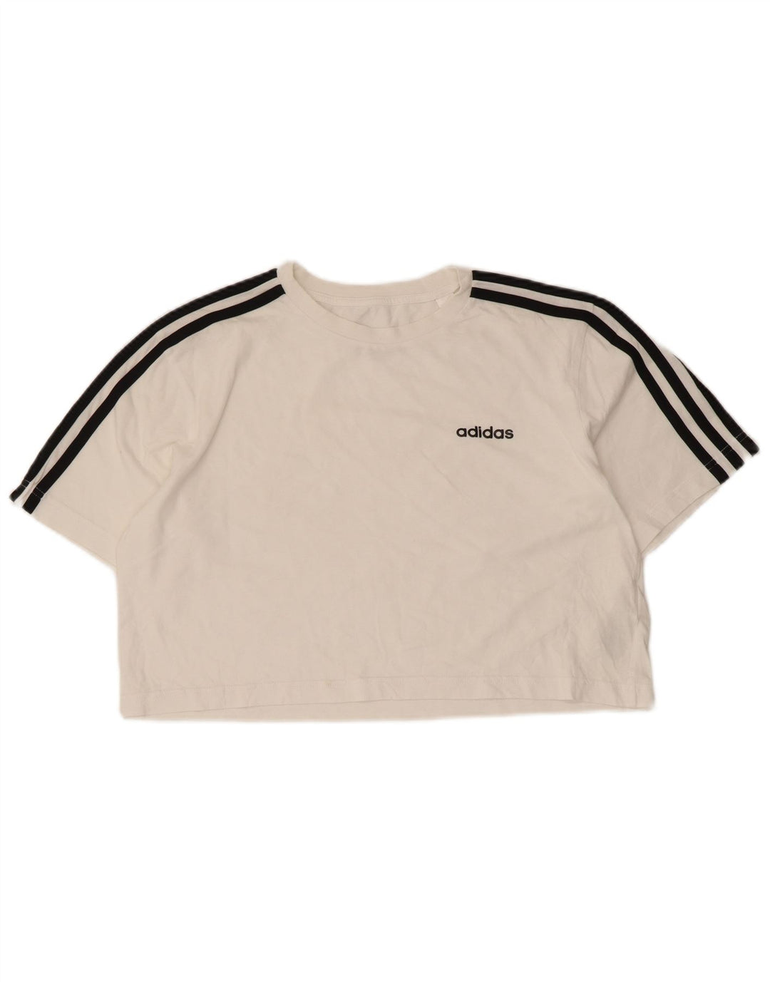 Γυναικείο μπλουζάκι ADIDAS Crop Oversized Top UK 4/6 XS Λευκό βαμβακερό