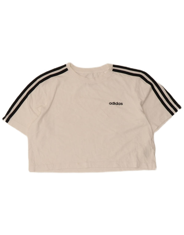 Γυναικείο μπλουζάκι ADIDAS Crop Oversized Top UK 4/6 XS Λευκό βαμβακερό