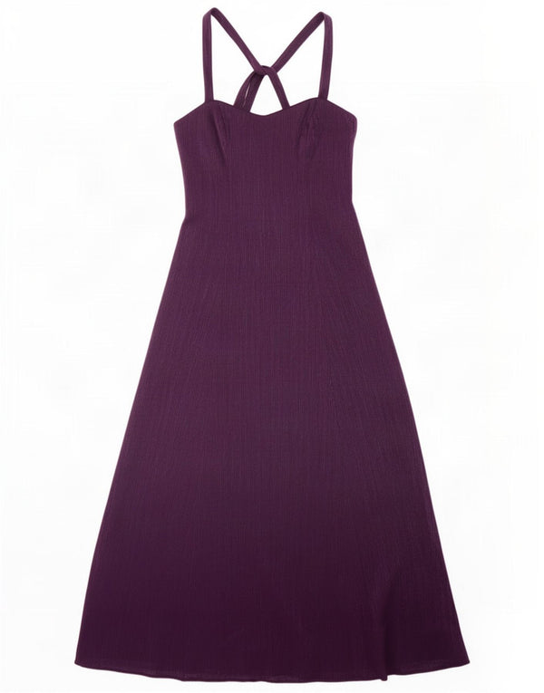 Ντεμπούτο Γυναικείο Maxi Halter Φόρεμα UK 14 Medium Purple Viscose