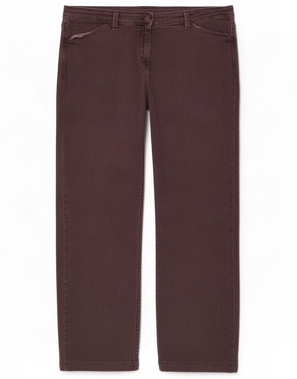 Marks & Spencer Womens Straight Jeans UK 22 3XL W42 L28 Brown Cotton