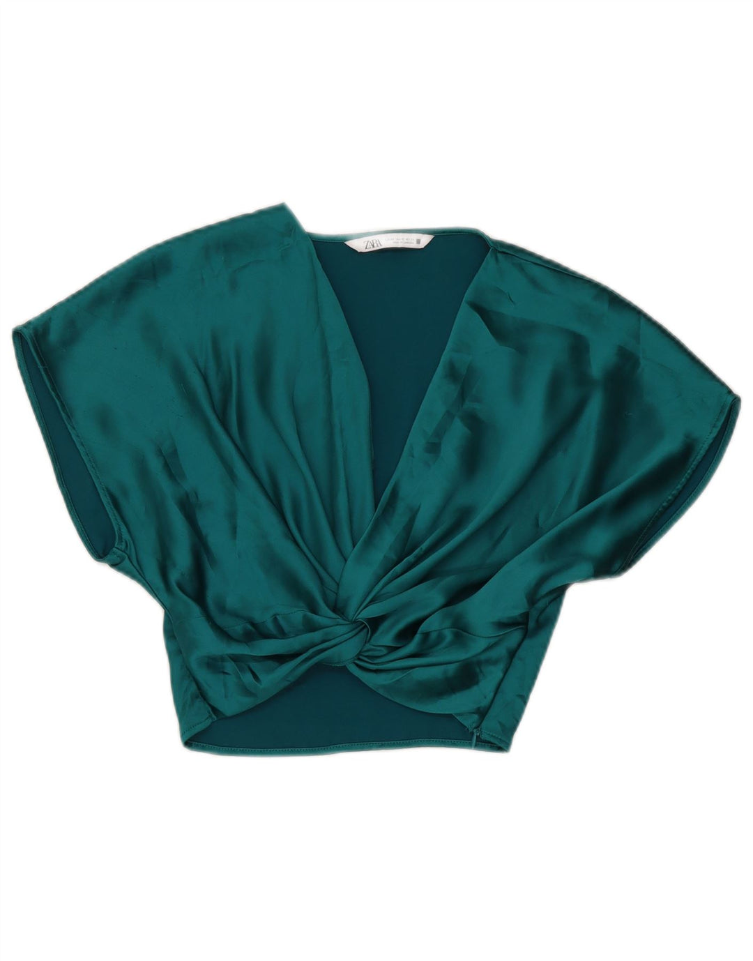 Zara Γυναικεία Μπλούζα Crop Top UK 6 XS Green Polyester
