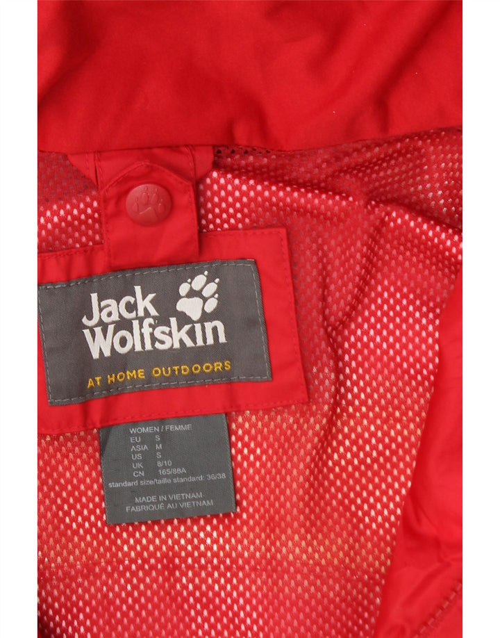 JACK WOLFSKIN Γυναικείο μπουφάν βροχής με κουκούλα UK 8/10 Μικρό κόκκινο πολυαμίδιο