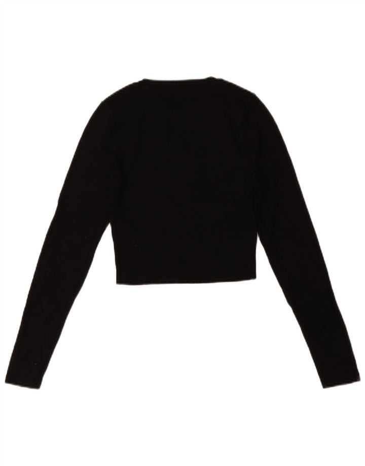 Zara Γυναικεία Crop Oversized Top μακρυμάνικο UK 10 Small Black Viscose