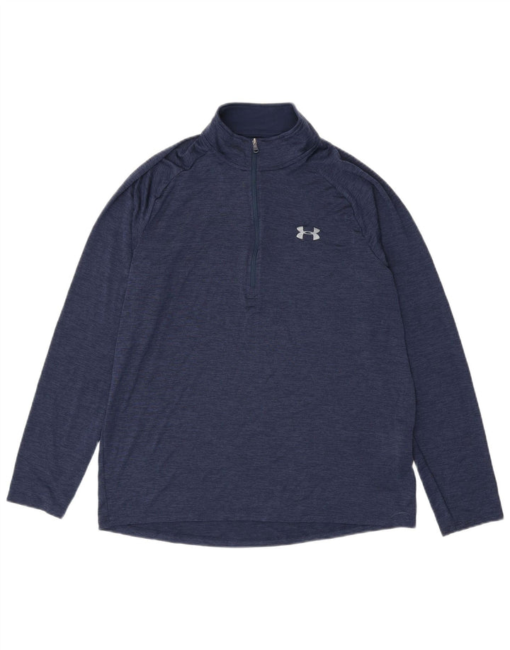 Ανδρική φόρμα αθλητικής φόρμας Under Armor Heat Gear με λαιμόκοψη πουλόβερ στο επάνω μέρος Large Navy Blue